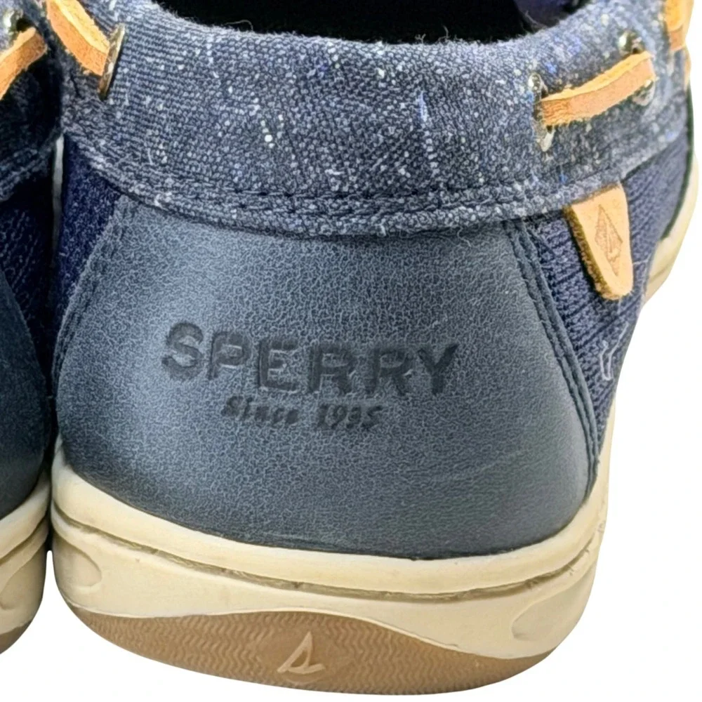 Sperry Top-Sider Koifish Navy Blue Leather Fabric Boat Shoes Womens 11M STS99614